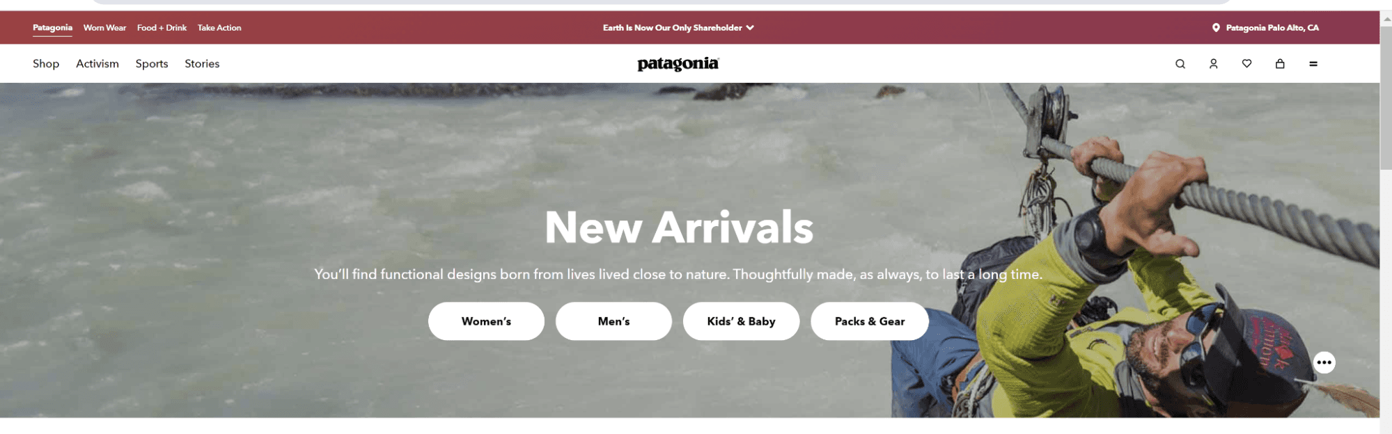 Patagonia's US-based home page